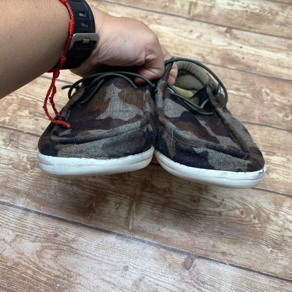 Hey Dude Wally Linen Youth Camo Size Y6 W7 EU 38 Camouflage Slip On - Picture 7 of 15
